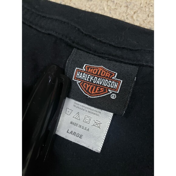 Harley Davidson Montana T-Shirt Skull Blind Cold Shoulder V-Neck Black Large - Picture 6 of 8